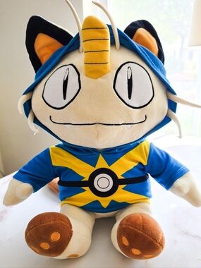 Build-A-Bear Pokemon Meowth Plush with Blue Great Ball Hoodie 2017